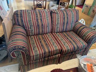 Striped Upholstered Loveseat AND Sofa