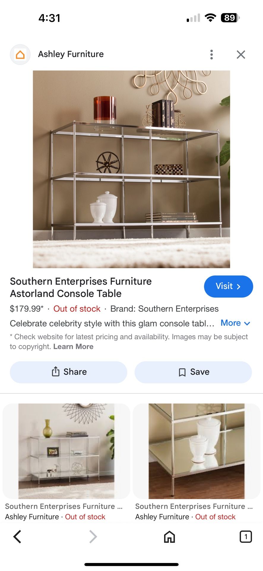 glam console table