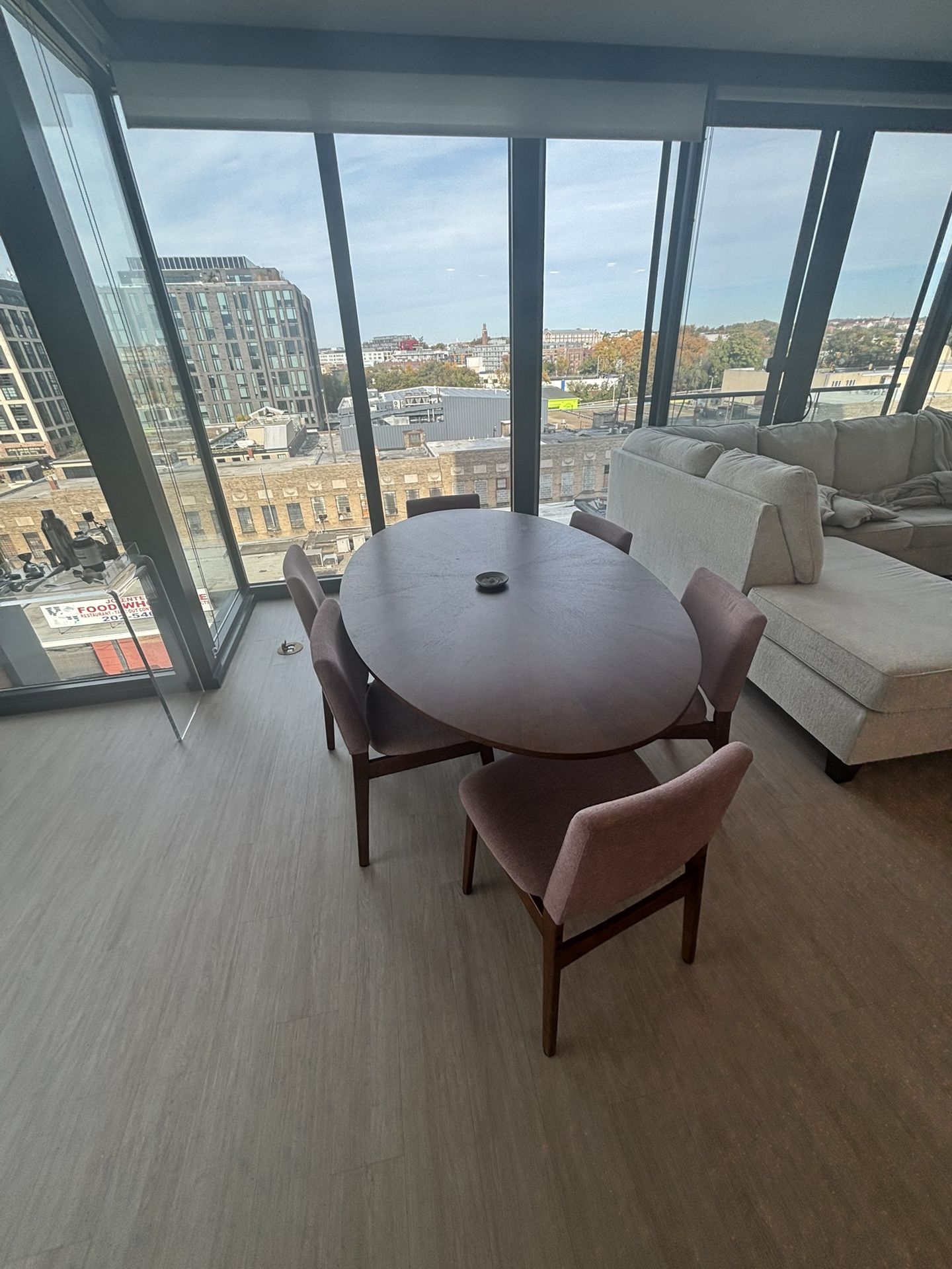 Article - Fenway Walnut oval dining table + Nosh Dining Chair - Walnut and Rosehip Orange