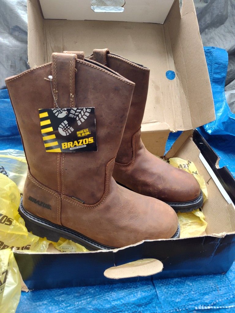 Brazos New Leather Men Work Boots Size 11D