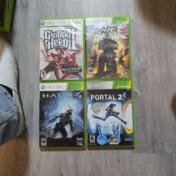 XBOX 360 GYITAR HERO II AND GEARS OF WAR 3 AND HALO 4 AND PORTAL 2