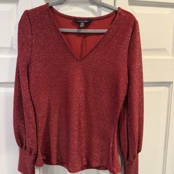 Like New Women’s Medium Red Sparkly Blouse $12