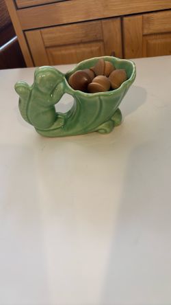 This Is A Vintage McCoy Pottery Planter Featuring A Squirrel On A Cornucopia Or Horn Of Plenty