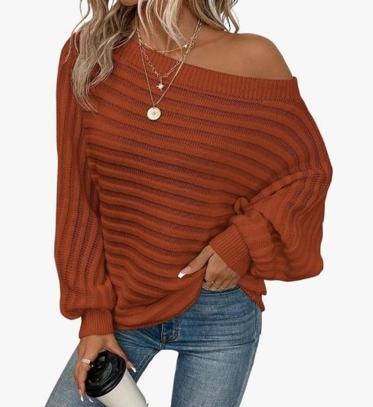 Batwing Sleeve Drop Shoulder Sweater Size L