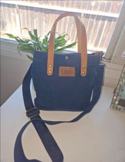 Lee canvas mini tote with genuine leather trim