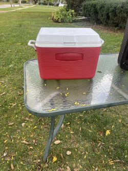 Rubbermaid Cooler, with hinged top, 22 w, 23 deep, 16 high, $10