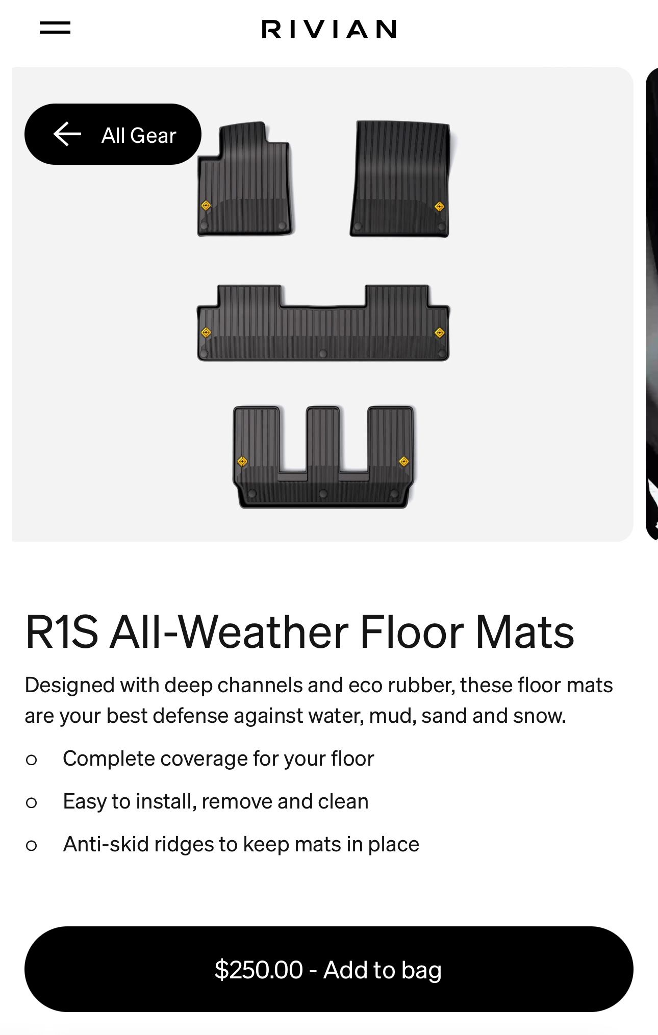 Genuine Rivian R1S All-Weather Floor Mats