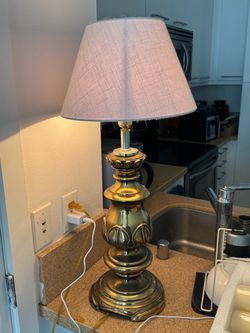 Vintage Brass Table Lamp with Shade
