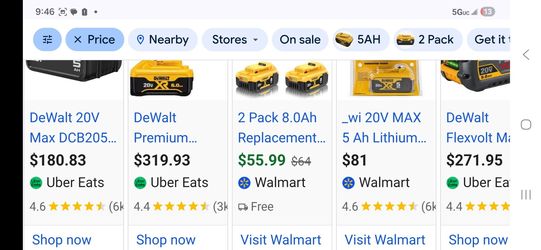 Dewalt 5amp batteries
