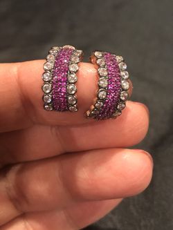 Ruby Topaz Rose Gold Covered Over Silver & Bronze Earrings