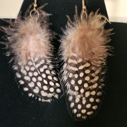 Real Hen Feather Statement Earrings