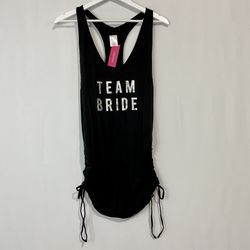 Xhilaration Women’s Team Bride Ruched Swim Cover Up Racerback Tank Black NWT