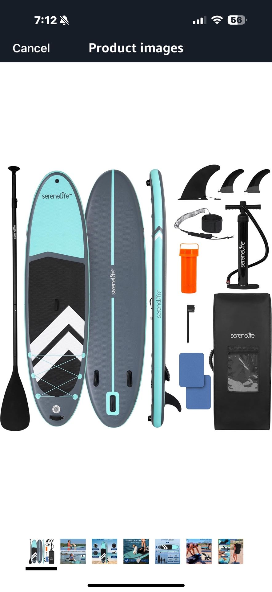 SereneLife 11’ Inflatable SUP - Pet-Friendly Stand-Up Paddle board for Adults and Pet Ride Alongs - 35” Wide Stable Design with Non-Slip EVA Deck Pad,