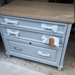 3 drawer Grey Wood Lateral Filing Cabinet by Riverside Furniture. (Retails for $845)