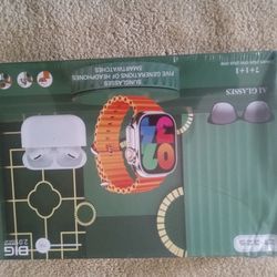 Glasses watch and ear buds