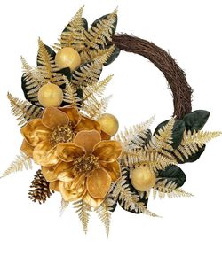 24" Christmas Wreath for Front Door – Artificial Winter Half Wreath