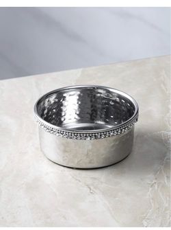 4-inch Hammered Stainless Steel Wine Coaster with Crystal Diamond Edge
