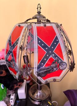 Rare, vintage confederate flag & motorcycle touch lamp