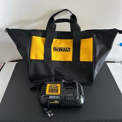 $50 NEW Dewalt KIT: One (1) 6amp Dewalt Charger + One (1) Contractor Tool Bag