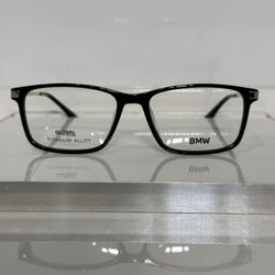 BMW 5073H 001 Black Acetate Titanium Metal Unisex Eyeglasses 56mm