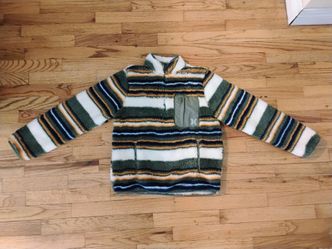 Boys Hurley fleece outerwear jacket size 8 Striped Sherpa