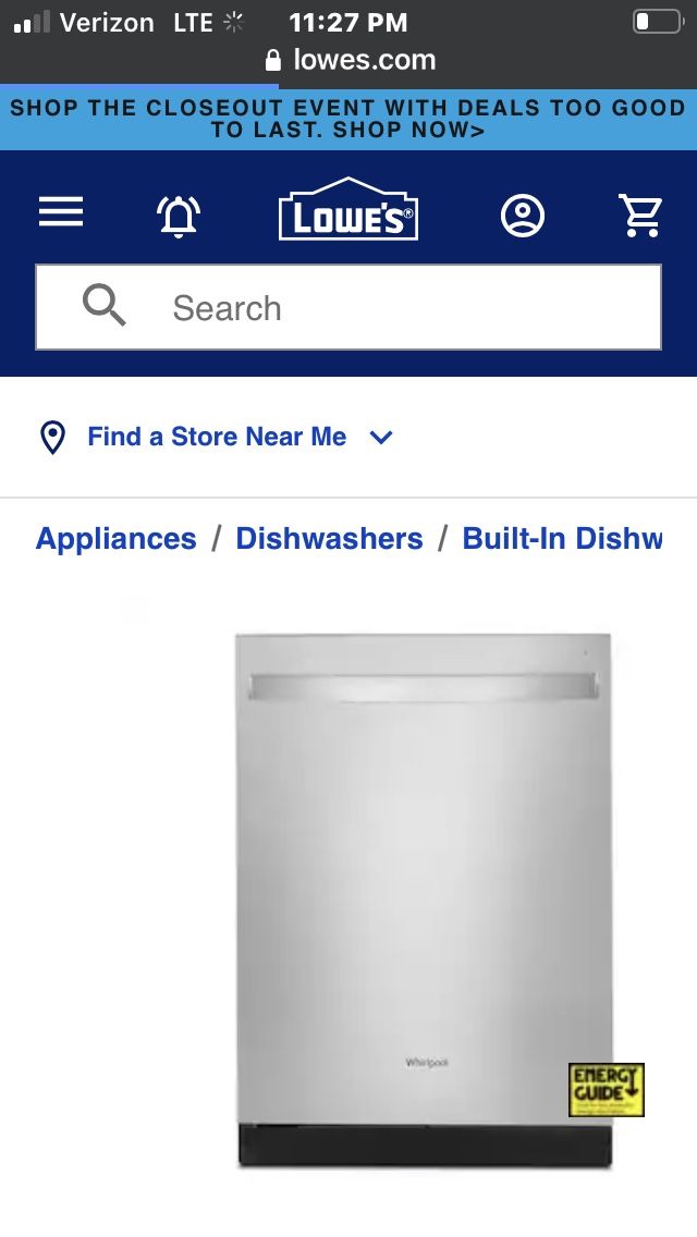 Whirlpool Stainless Dishwasher 
