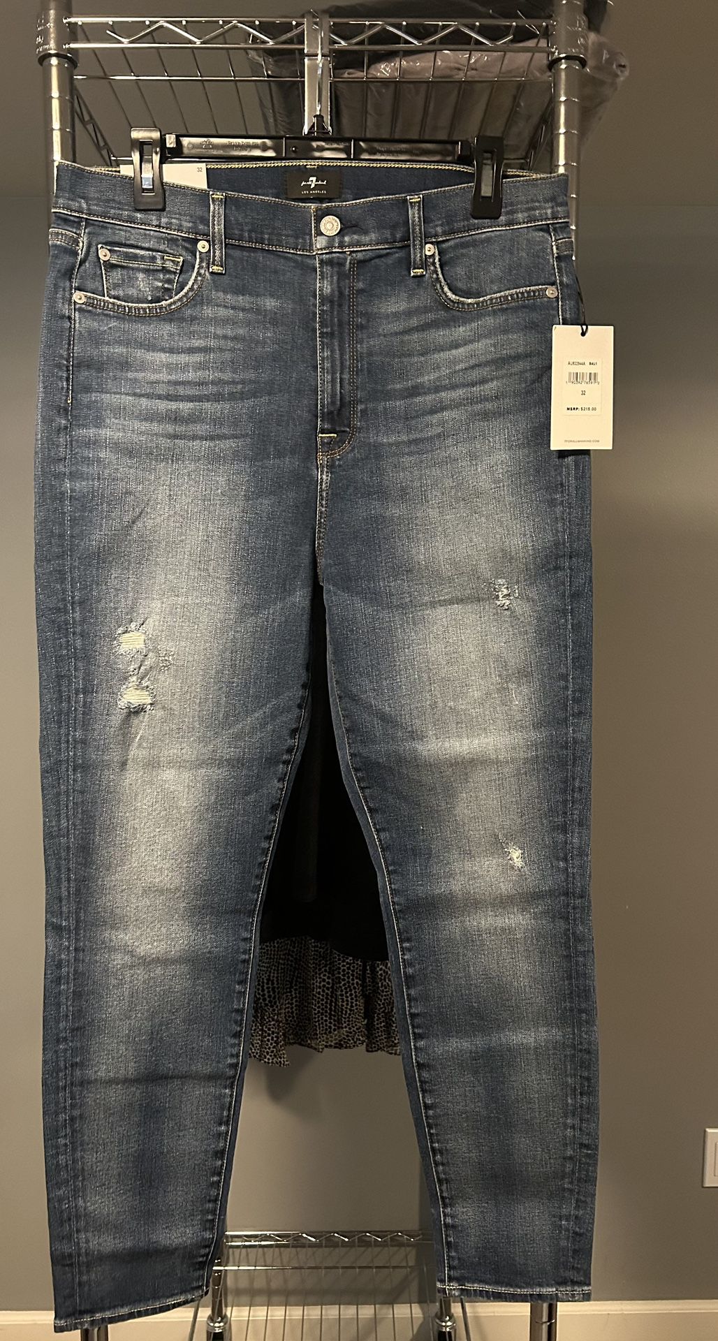 NWT 7 For All Mankind High Waist Ankle Skinny Size 32