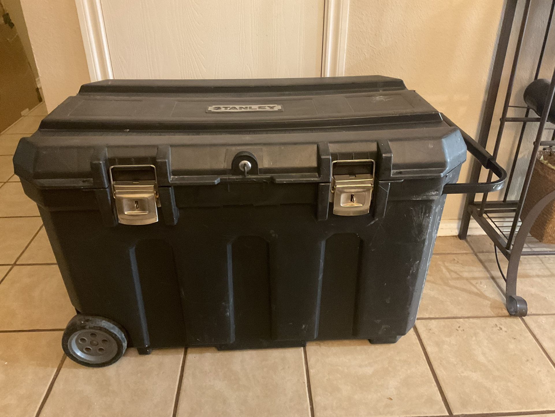 STANLEY Rolling Tool Box: 22 3/16 in W 37 1/2 in D 23 1/4 in H, Foam, Black, Hinged Lid