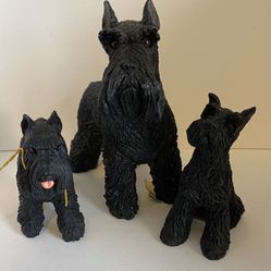 LOT of 3 Black Schnauzer Dog Figurines (Resin). See Description For Full Info