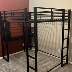 Bed frame/bunk bed with desk underneath