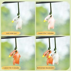 4 PCS Car Mirror Hanging Accessories Color-Changing Roast Duck Ornament – Funny Swinging Rearview Mirror Decor, Unique Auto Accessories, Creative Gift