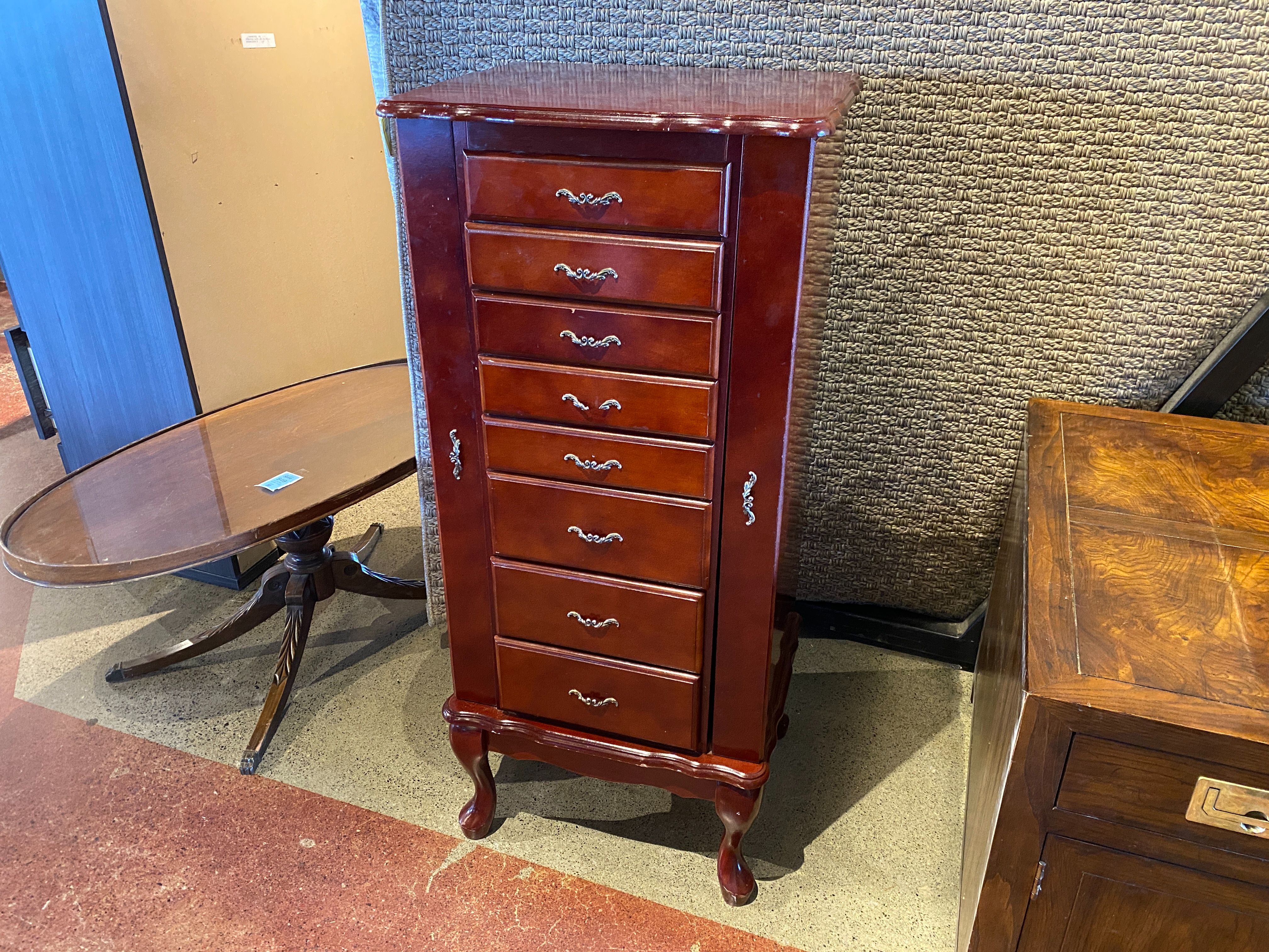 Cherry Wood Finish Jewelry Armoire