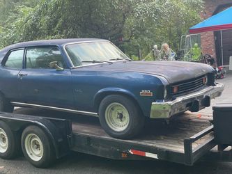 74 Chevy nova and trailer with winch