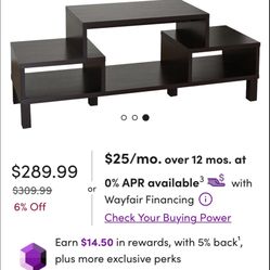 Geometric Design TV Stand with 3 Open Shelves and Wooden Legs