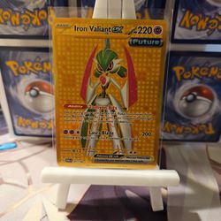 Pokemon Card Iron Valiant EX Gold HYPER RARE Holographic Foil 