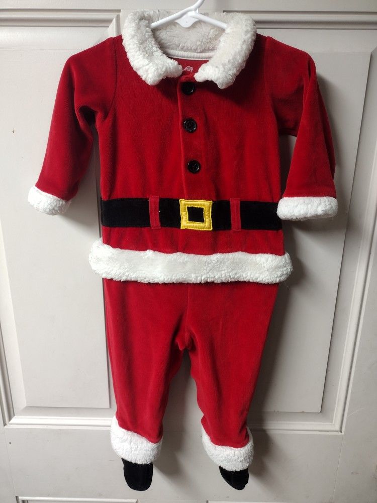 9 month Santa Claus baby footed outfit sleeper by Okie dokie. Christmas outfit