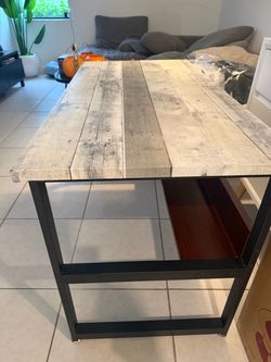 Industrial Wood and Metal Desk with Shelf