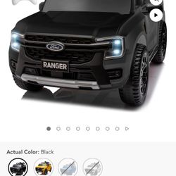 12V Ride on Toy Car, Ford Ranger Ride on Trucks with Remote Control, 3 Speeds, LED Lights, Bluetooth Music, MP3 Player, Rear Wheels Suspension, 4 Whee