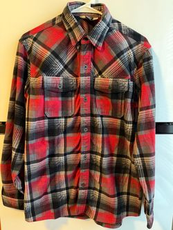 Eddie Bauer Travex Flannel Shirt Adult S Red Plaid Polyester Long Sleeve
