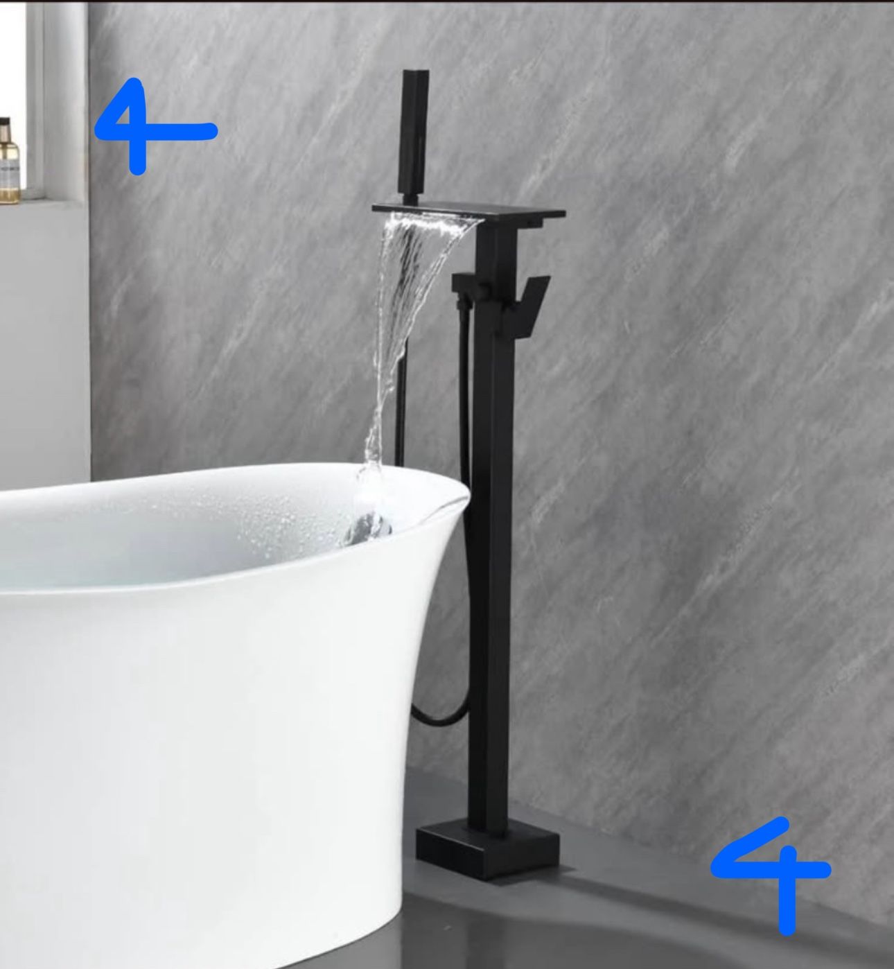 Floor Mount Bathtub Faucet Freestanding Tub Filler Standing High Flow Shower Faucets Shower