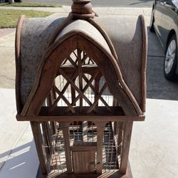 Vintage Handmade Wooden Bird Cage 