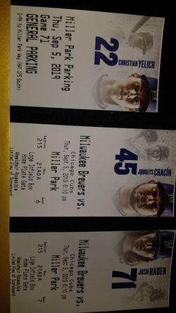 Milwaukee Brewers tickets verse the Chicago Cubs great seats 2 tickets and parking.