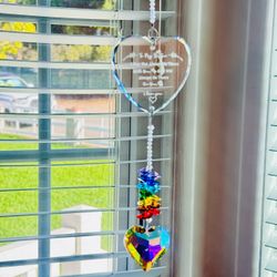 Crystal suncatcher for a sister glass heart & colorful crystal prisms