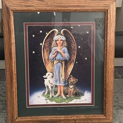 Framed print of "The Littlest Angel" by artist Lynn Bywaters. 15.5”x 13.5” Including Frame