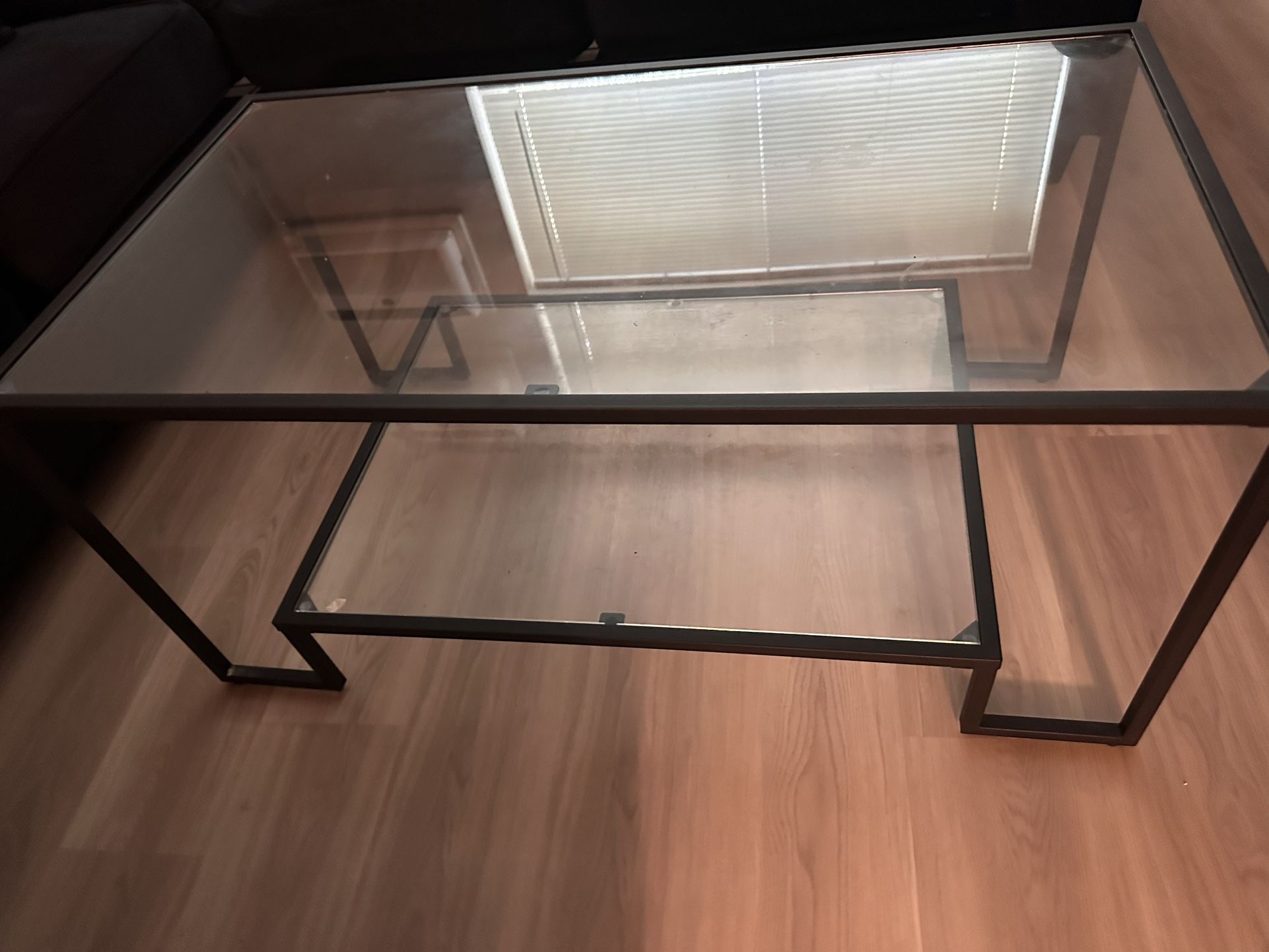 Black Metal Tempered Glass Coffee Table