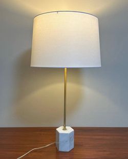 Modern Minimalist Carrera Style Marble Base Table Lamp Accent Decor
