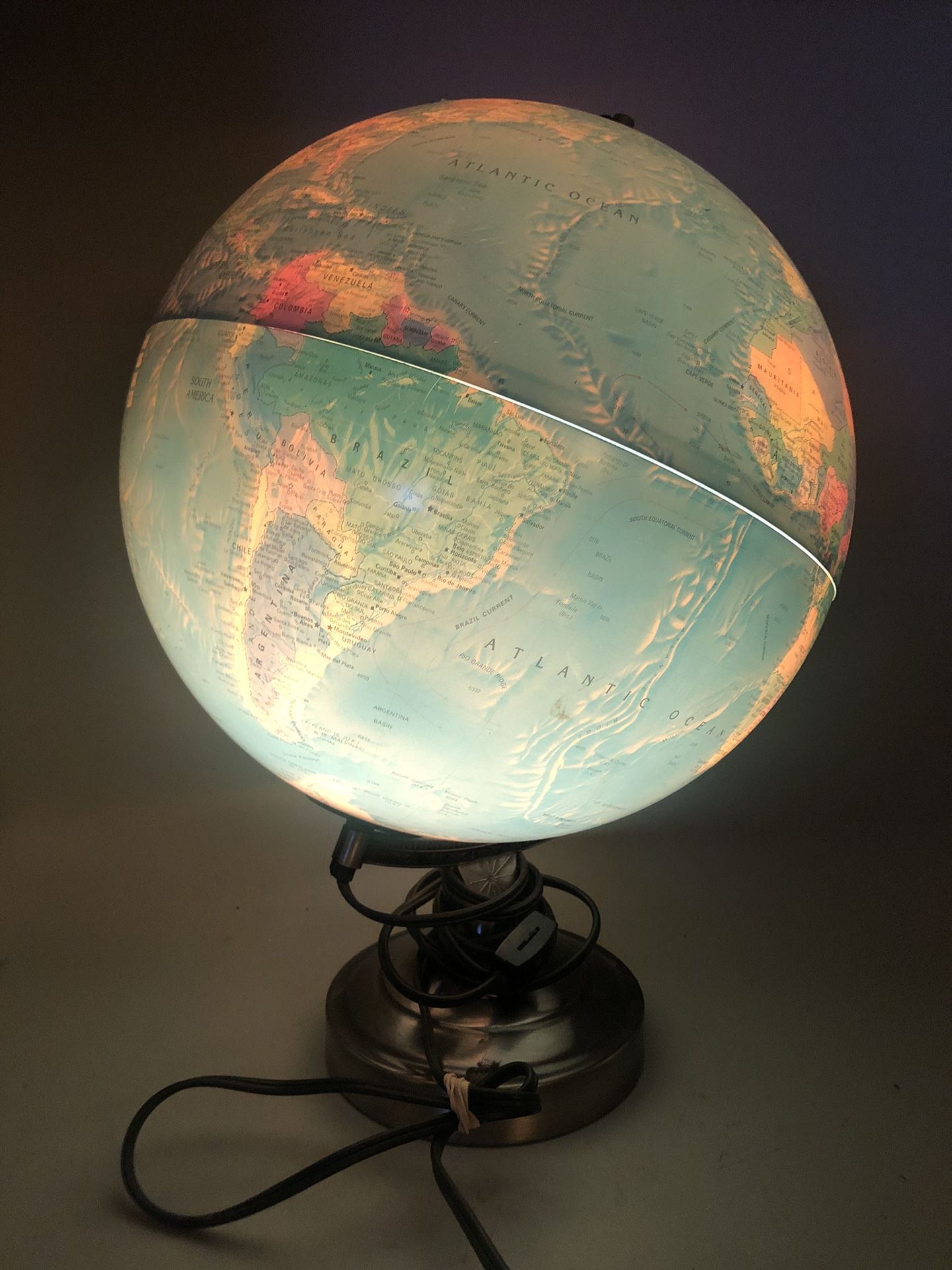 Vintage 12” Replogle Scanglobe World Horizon Illuminated Globe