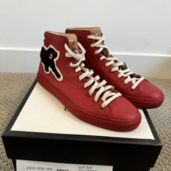 Gucci Red Leather Panther High Top Sneakers