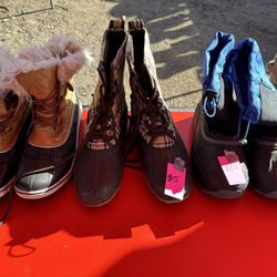 Snow Boots Women Size 10 $5 Each , Boys Size 4 $15 