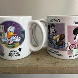 Set Of 2 Disney Coffee Mugs. Made In Thailand. “Go Getter” “days Of The Week”